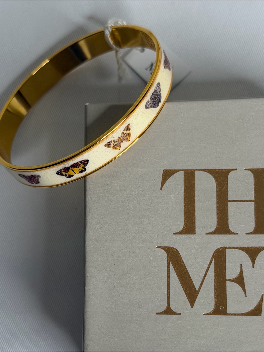 NWT Butterflies Bangle Bracelet 24k Gold Plate w/Enamel Finish Wearable Art MMA